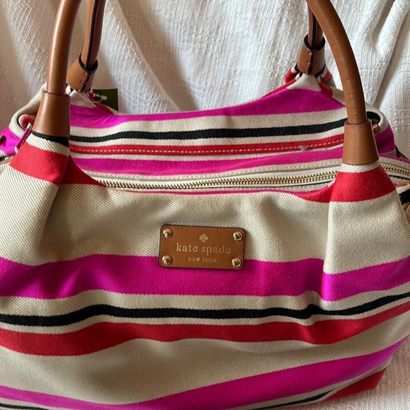 KATE SPADE - Stevie striped hobo bag ♠️🩷❤️NWT - Picture 7 of 13